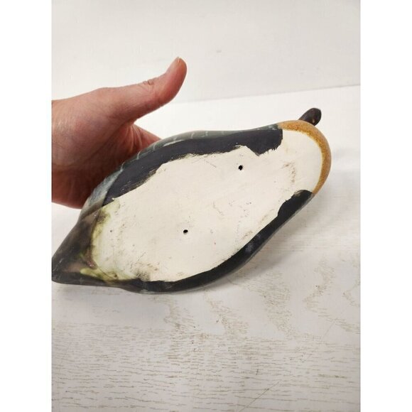 Vintage Ceramic Duck Figurine Farmhouse Country Decor Gray Beige Hand Painted - Picture 8 of 10